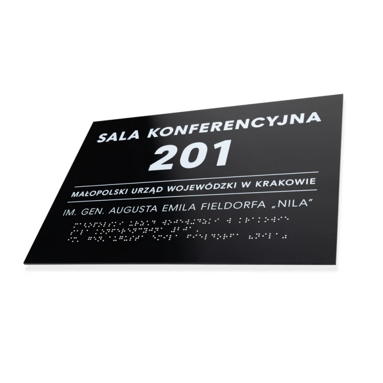 Tabliczka z dowolnym tekstem i pismem Braille'a - wym. 350x250mm - PCW twarde - TAB450