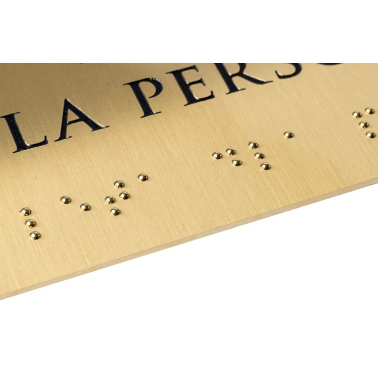 Tabliczka z pismem Braille'a - mosiądz 1,6mm - wym. 200x60mm - TAB454 