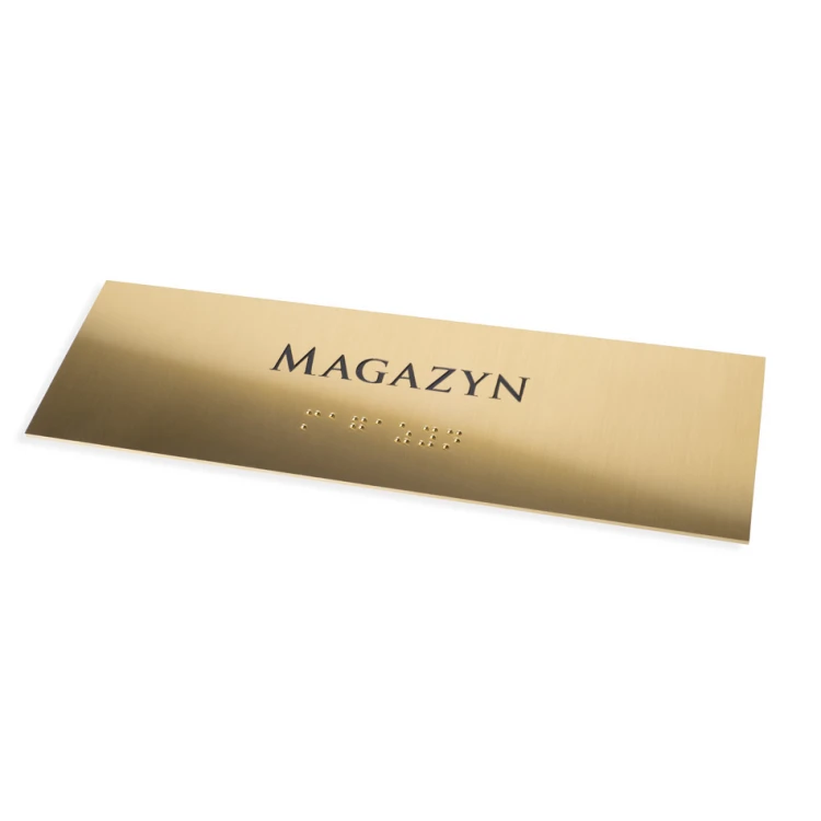 Tabliczka z pismem Braille'a - mosiądz 1,6mm - wym. 200x60mm - TAB455