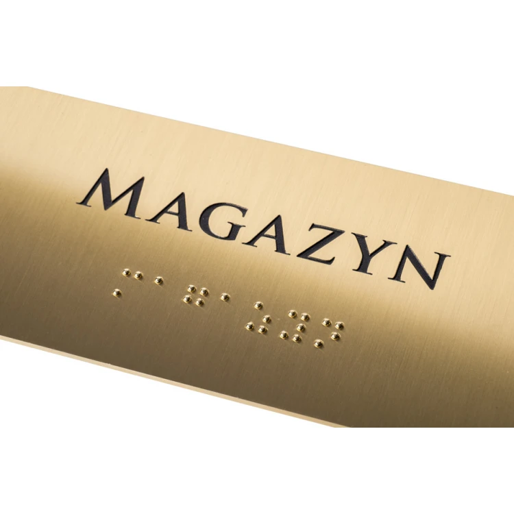 Tabliczka z pismem Braille'a - mosiądz 1,6mm - wym. 200x60mm - TAB455