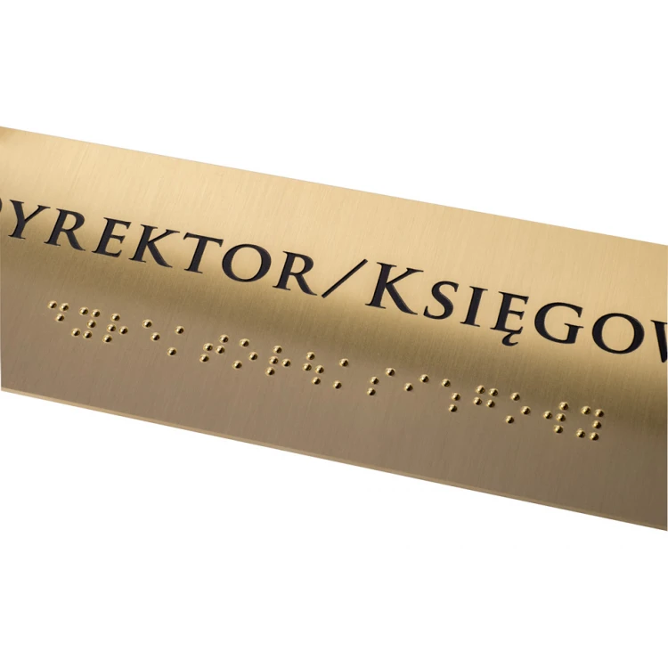 Tabliczka z pismem Braille'a - mosiądz 1,6mm - wym. 200x60mm - TAB456