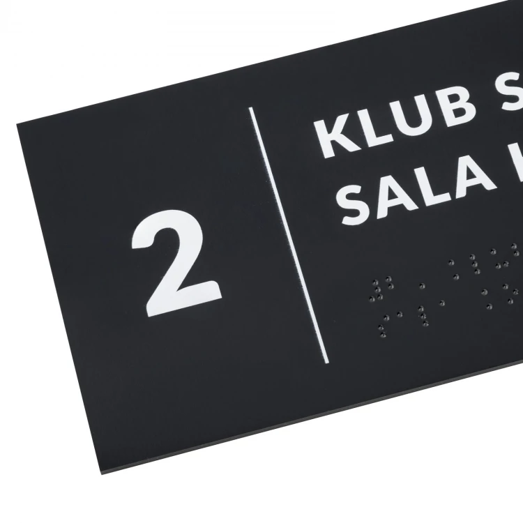 Tabliczka z dowolnym tekstem i pismem Braille'a - wym. 295x105mm - PCW twarde - TAB530