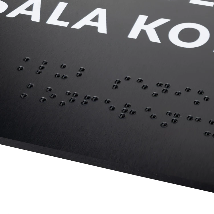 Tabliczka z dowolnym tekstem i pismem Braille'a - wym. 295x105mm - PCW twarde - TAB530