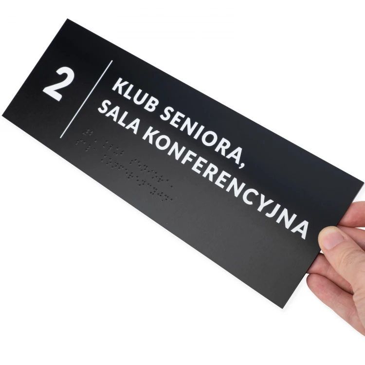 Tabliczka z dowolnym tekstem i pismem Braille'a - wym. 295x105mm - PCW twarde - TAB530