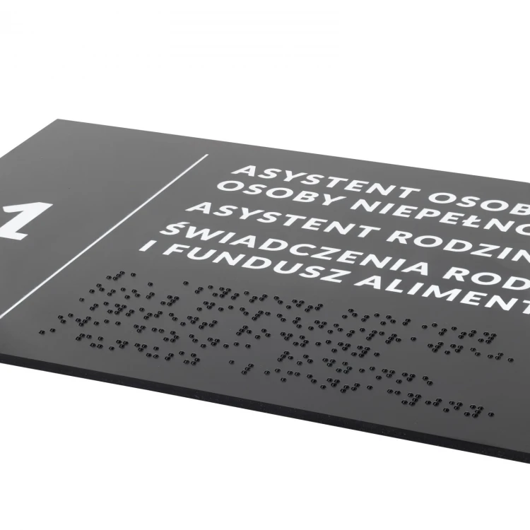 Tabliczka z dowolnym tekstem i pismem Braille'a - wym. 295x170mm - PCW twarde - TAB529 