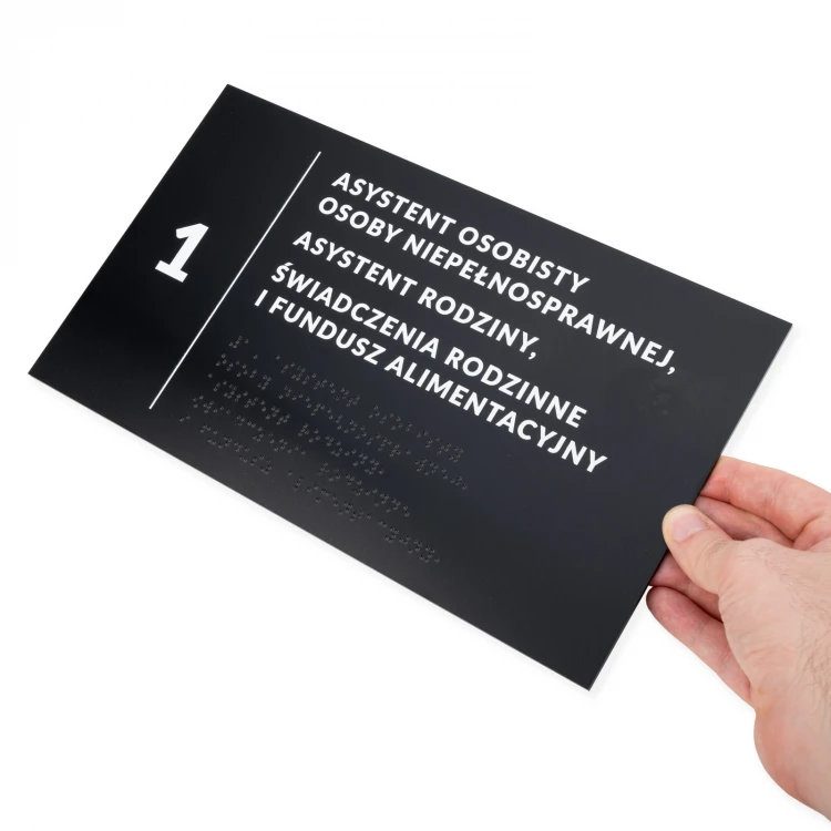 Tabliczka z dowolnym tekstem i pismem Braille'a - wym. 295x170mm - PCW twarde - TAB529 