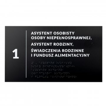 Tabliczka z dowolnym tekstem i pismem Braille'a - wym. 295x170mm - PCW twarde - TAB529 