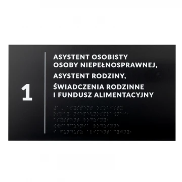 Tabliczka z dowolnym tekstem i pismem Braille'a - wym. 295x170mm - PCW twarde - TAB529 