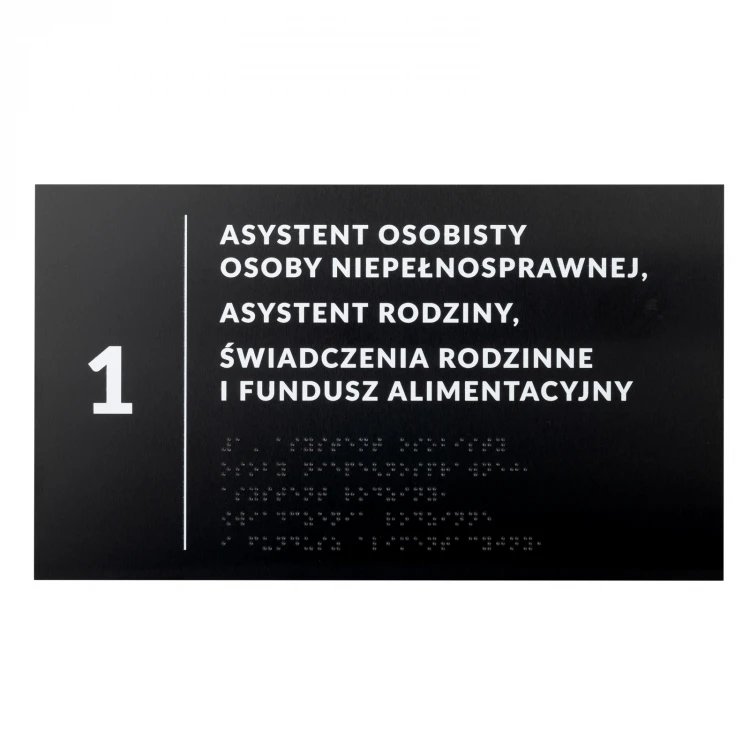 Tabliczka z dowolnym tekstem i pismem Braille'a - wym. 295x170mm - PCW twarde - TAB529 