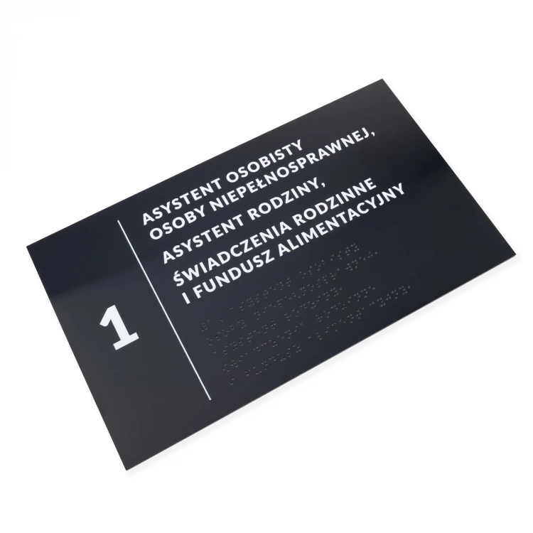 Tabliczka z dowolnym tekstem i pismem Braille'a - wym. 295x170mm - PCW twarde - TAB529 