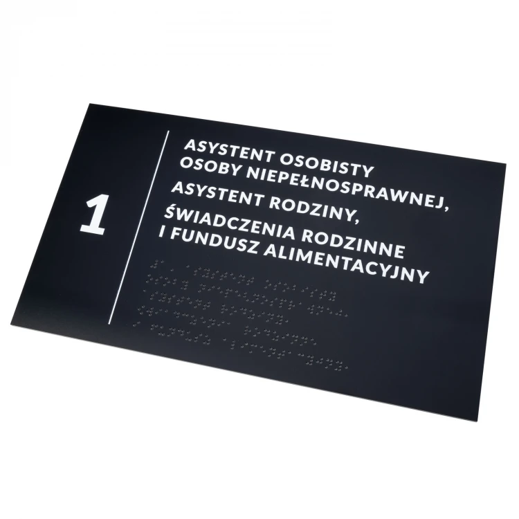 Tabliczka z dowolnym tekstem i pismem Braille'a - wym. 295x170mm - PCW twarde - TAB529 