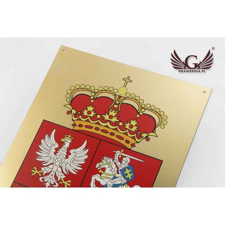 Tabliczka z herbem miasta - wym. 297x210mm (A4) - laminat grawerski - druk UV - TAB053