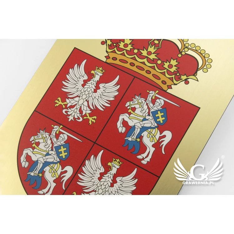 Tabliczka z herbem miasta - wym. 297x210mm (A4) - laminat grawerski - druk UV - TAB053