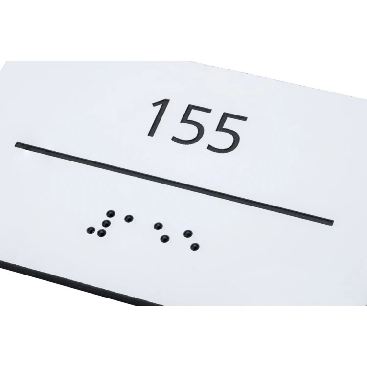 Tabliczka z laminatu białego z dowolną numeracją z pismem Braille'a - wym. 80x50mm - TAB431