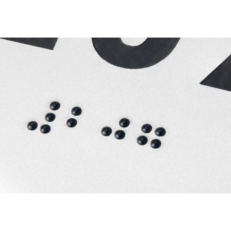 Tabliczka z laminatu srebrnego z dowolną numeracją z pismem Braille'a - wym. 100x70mm - TAB277