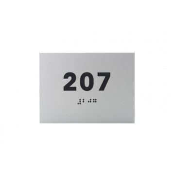 Tabliczka z laminatu srebrnego z dowolną numeracją z pismem Braille'a - wym. 100x70mm - TAB277