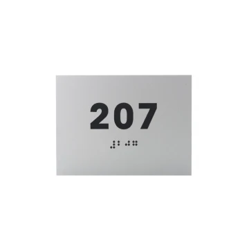 Tabliczka z laminatu srebrnego z dowolną numeracją z pismem Braille'a - wym. 100x70mm - TAB277