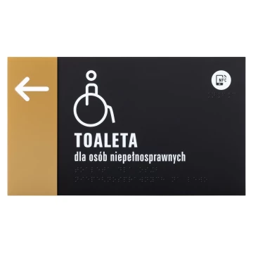 Tabliczka z NFC i pismem Braille'a - złoty akryl - wym.260x150mm - TAB607