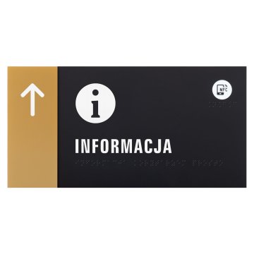 Tabliczka z NFC i pismem Braille'a - złoty akryl - wym.260x130mm - TAB609