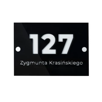 Tabliczka z numerem domu - plexi i biały dibond - wym. 297x210mm (A4) - SPD037
