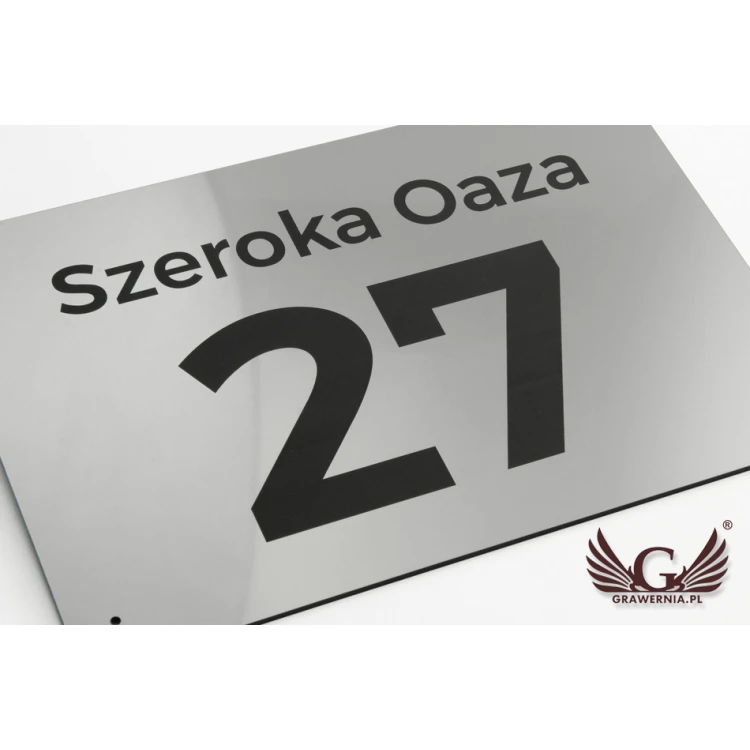 Tabliczka z numerem domu - wym. 300x200mm - srebrny zewnętrzny laminat grawerski 3mm