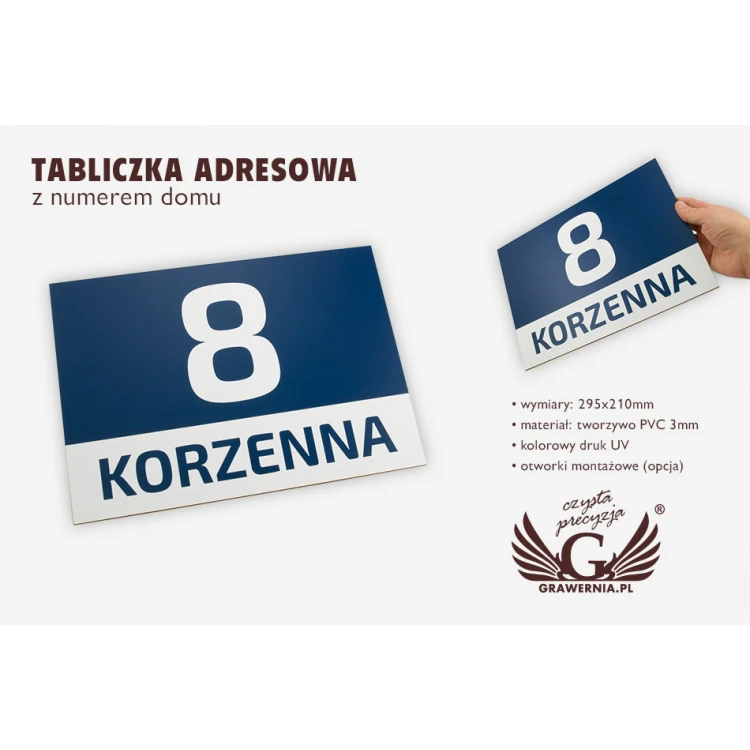 Tabliczka z numerem domu - wym. 295x210mm - PVC - kolorowy druk UV - TAB052