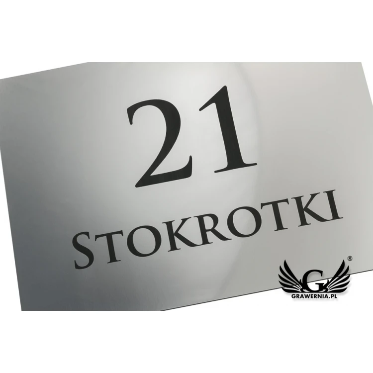 Tabliczka z numerem domu - wym. 297x210mm (A4) - srebrny zewnętrzny laminat grawerski 3mm - TAB101