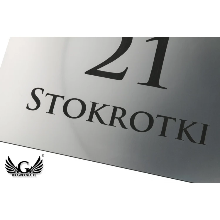 Tabliczka z numerem domu - wym. 297x210mm (A4) - srebrny zewnętrzny laminat grawerski 3mm - TAB101
