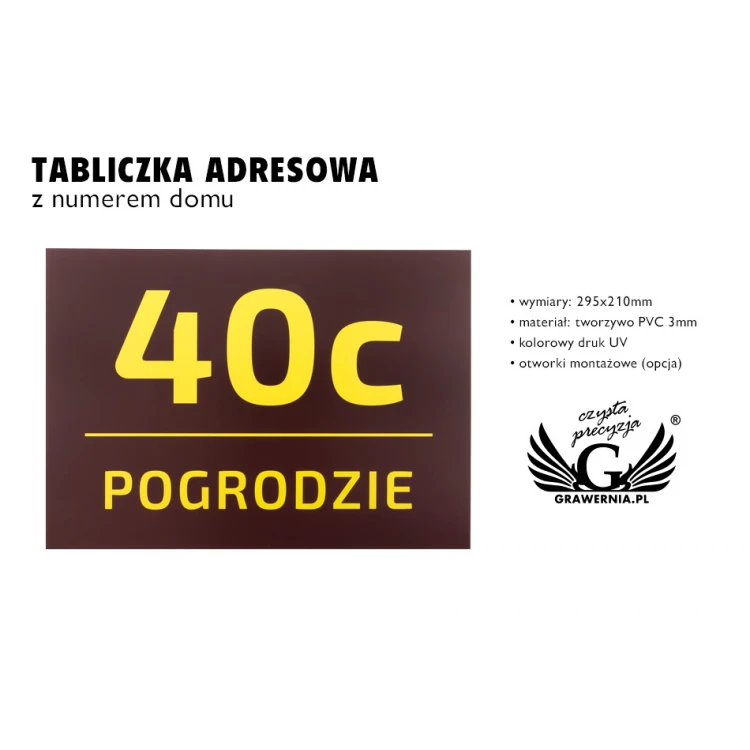 Tabliczka z numerem domu - wym. 295x210mm - PVC - kolorowy druk UV - TAB073