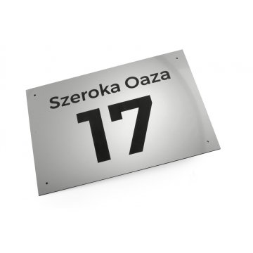 Tabliczka z numerem domu - wym. 300x200mm - srebrny zewnętrzny laminat grawerski 3mm