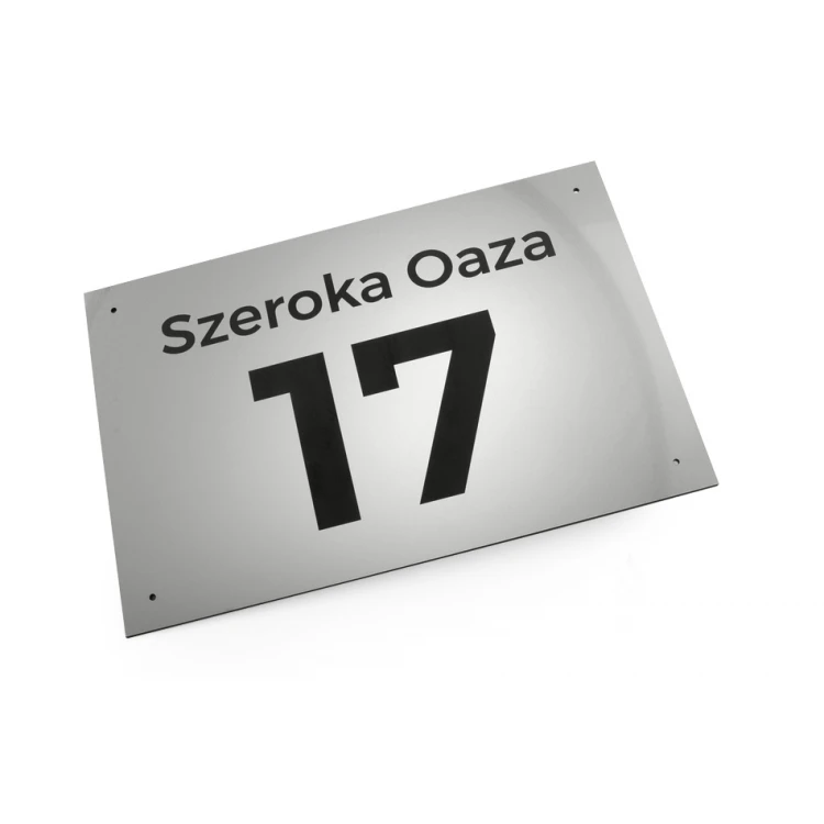 Tabliczka z numerem domu - wym. 300x200mm - srebrny zewnętrzny laminat grawerski 3mm