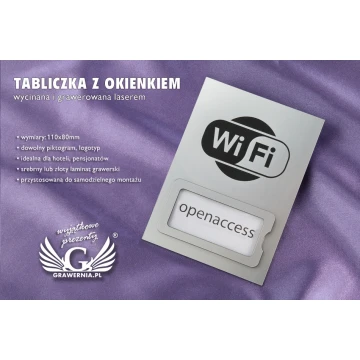 Tabliczka z okienkiem - WiFi - dowolne logo, piktogram - wym. 110x80mm