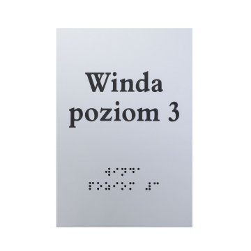 Tabliczka z pismem Braille'a - srebrny laminat grawerski 3mm - wym. 100x150mm - TAB547