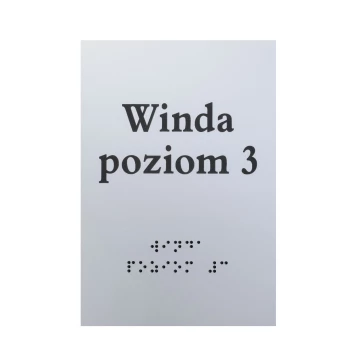 Tabliczka z pismem Braille'a - srebrny laminat grawerski 3mm - wym. 100x150mm - TAB547