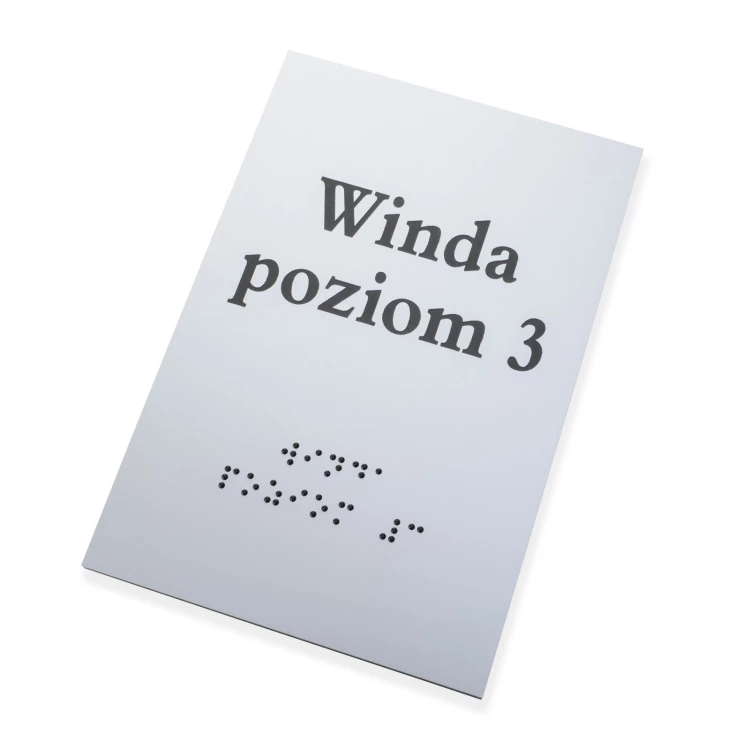 Tabliczka z pismem Braille'a - srebrny laminat grawerski 3mm - wym. 100x150mm - TAB547