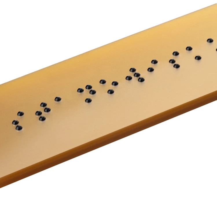 Tabliczka z pismem Braille'a - akryl zloty - wym. 150x40mm - TAB554