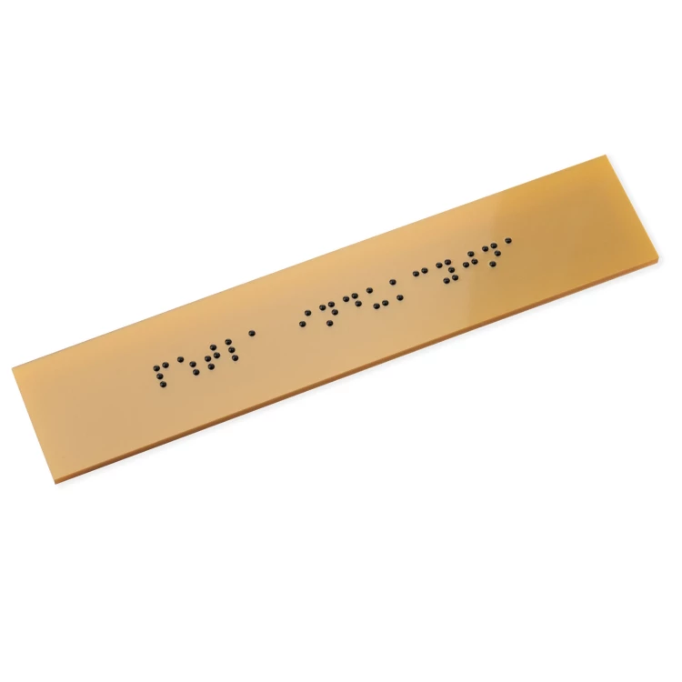 Tabliczka z pismem Braille'a - akryl zloty - wym. 150x40mm - TAB554