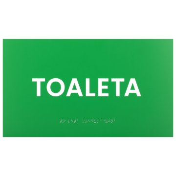 Toaleta - tabliczka z pismem Braille'a - zielony laminat grawerski - wym. 350x200mm - TAB597