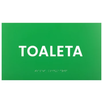 Toaleta - tabliczka z pismem Braille'a - zielony laminat grawerski - wym. 350x200mm - TAB597