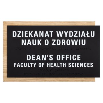 Tabliczka z pismem Braille'a - płyta fornirowana dąb - wym. 284x170mm - TAB615
