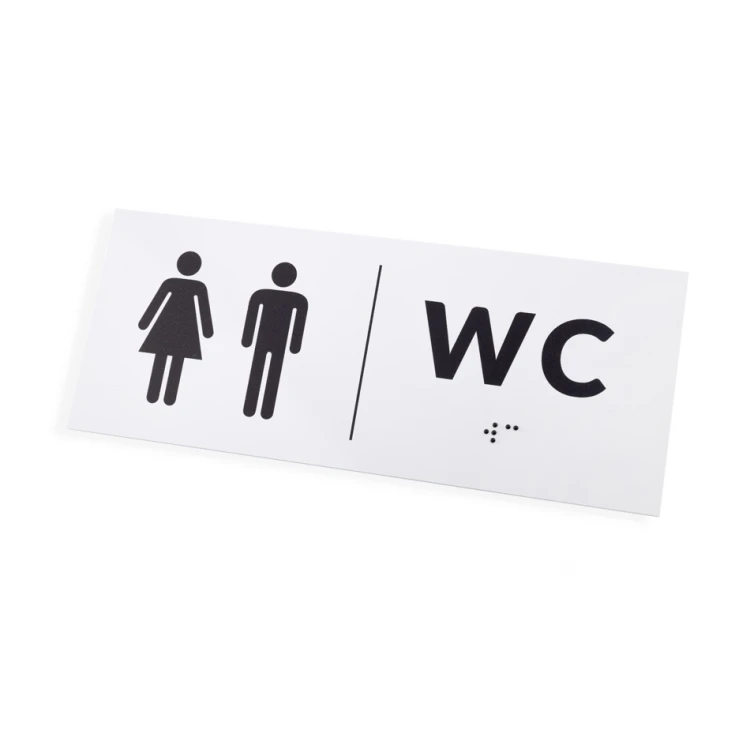 Tabliczka z pismem Braille - WC - wym. 200x80mm - PCW twarde - DECO WHITE - TAB458