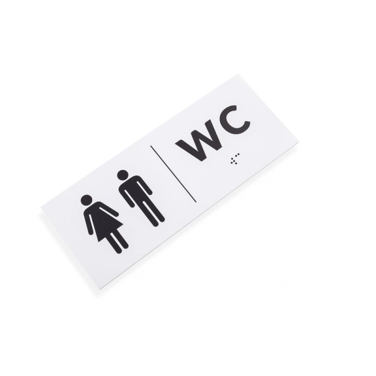Tabliczka z pismem Braille - WC - wym. 200x80mm - PCW twarde - DECO WHITE - TAB458