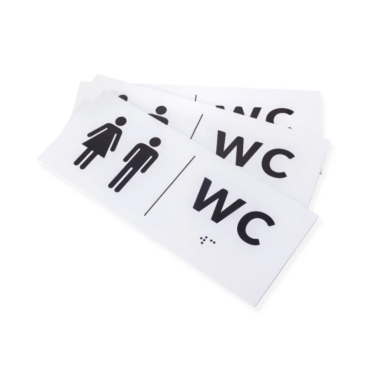 Tabliczka z pismem Braille - WC - wym. 200x80mm - PCW twarde - DECO WHITE - TAB458