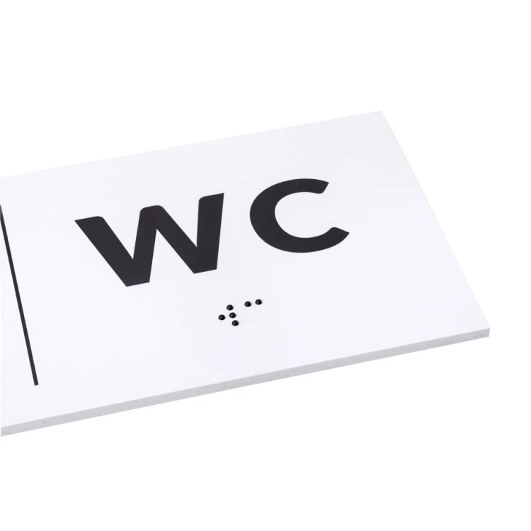 Tabliczka z pismem Braille - WC - wym. 200x80mm - PCW twarde - DECO WHITE - TAB458