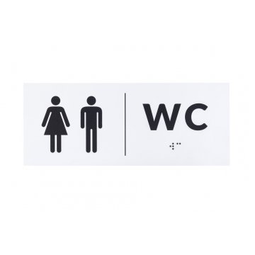 Tabliczka z pismem Braille - WC - wym. 200x80mm - PCW twarde - DECO WHITE - TAB458