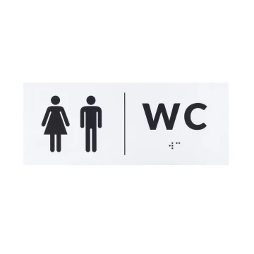 Tabliczka z pismem Braille - WC - wym. 200x80mm - PCW twarde - DECO WHITE - TAB458