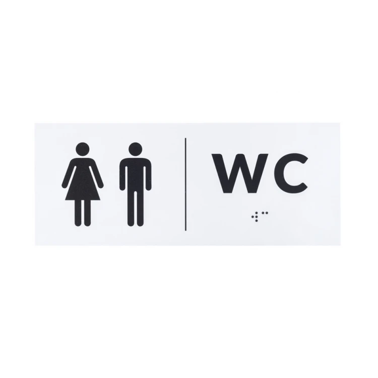 Tabliczka z pismem Braille - WC - wym. 200x80mm - PCW twarde - DECO WHITE - TAB458