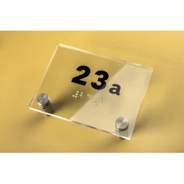 Tabliczka z plexi z dowolną numeracją i pismem Braille'a - wym. 100x75mm - TAB272