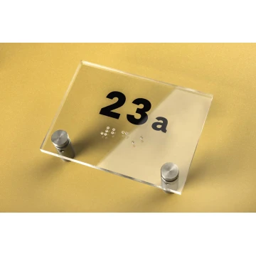 Tabliczka z plexi z dowolną numeracją i pismem Braille'a - wym. 100x75mm - TAB272