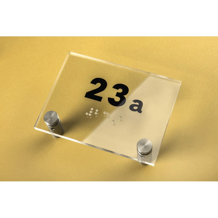 Tabliczka z plexi z dowolną numeracją i pismem Braille'a - wym. 100x75mm - TAB272